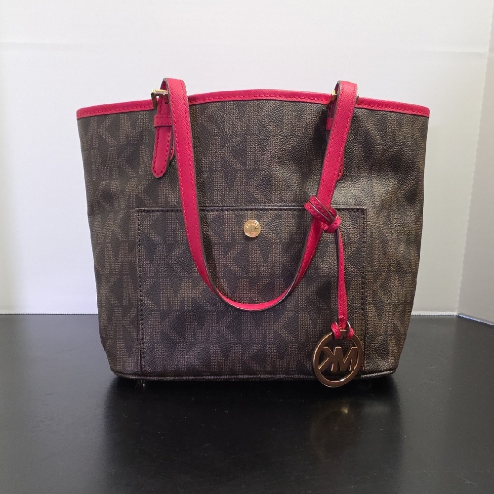 Michael Kors Brown and Red Tote Bag